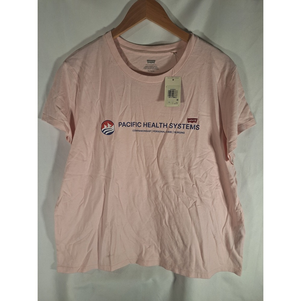 Levis Womens Perfect Tee Pink Pacific Health Systems Graphic T-Shirt XL New